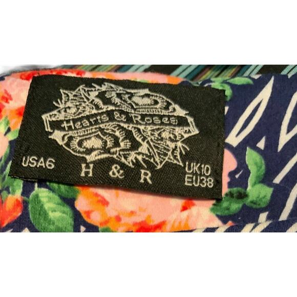 Hearts And Roses Dress Womens Size 6 Floral Print Multicolor A-Line Sleeveless - Picture 5 of 6